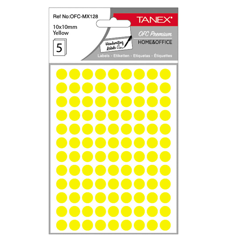 ETICHETE ROTUNDE 10MM GALBENE 540/TIPLA TANEX