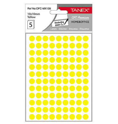 ETICHETE ROTUNDE 10MM GALBENE 540/TIPLA TANEX