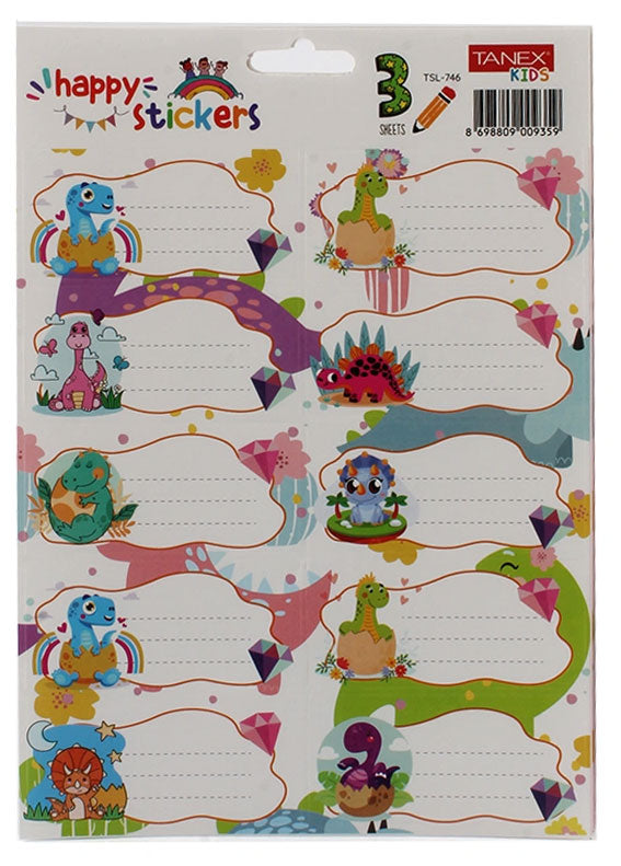 ETICHETE SCOLARE 30/SET DINO TLS-746 TANEX