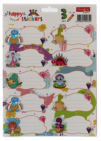 ETICHETE SCOLARE 30/SET DINO TLS-746 TANEX