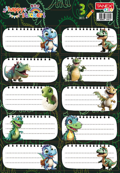 ETICHETE SCOLARE 30/SET DINO TLS-801 TANEX