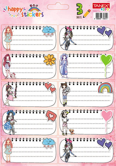 ETICHETE SCOLARE 30/SET GIRLS TLS-826 TANEX