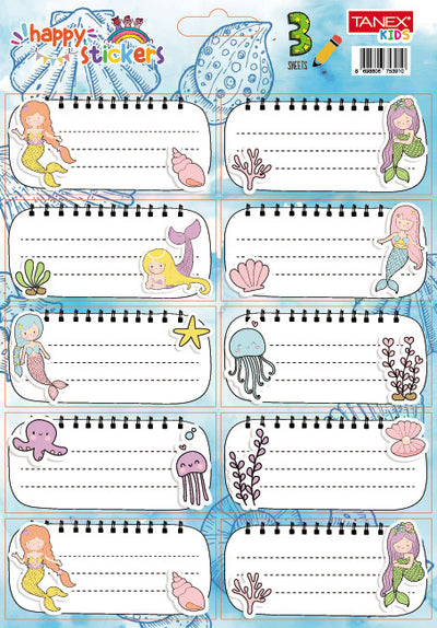 ETICHETE SCOLARE 30/SET MERMAIDS TLS-828 TANEX