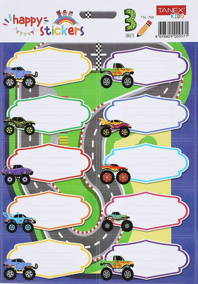 ETICHETE SCOLARE 30/SET MONSTER TRUCKS TLS-768 TANEX