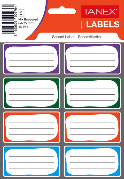 ETICHETE SCOLARE 40/SET ASORTATE TANEX