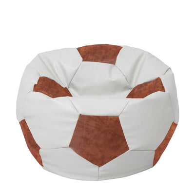 Fotoliu puf Extra Ball - imitatie piele - alb/coniac