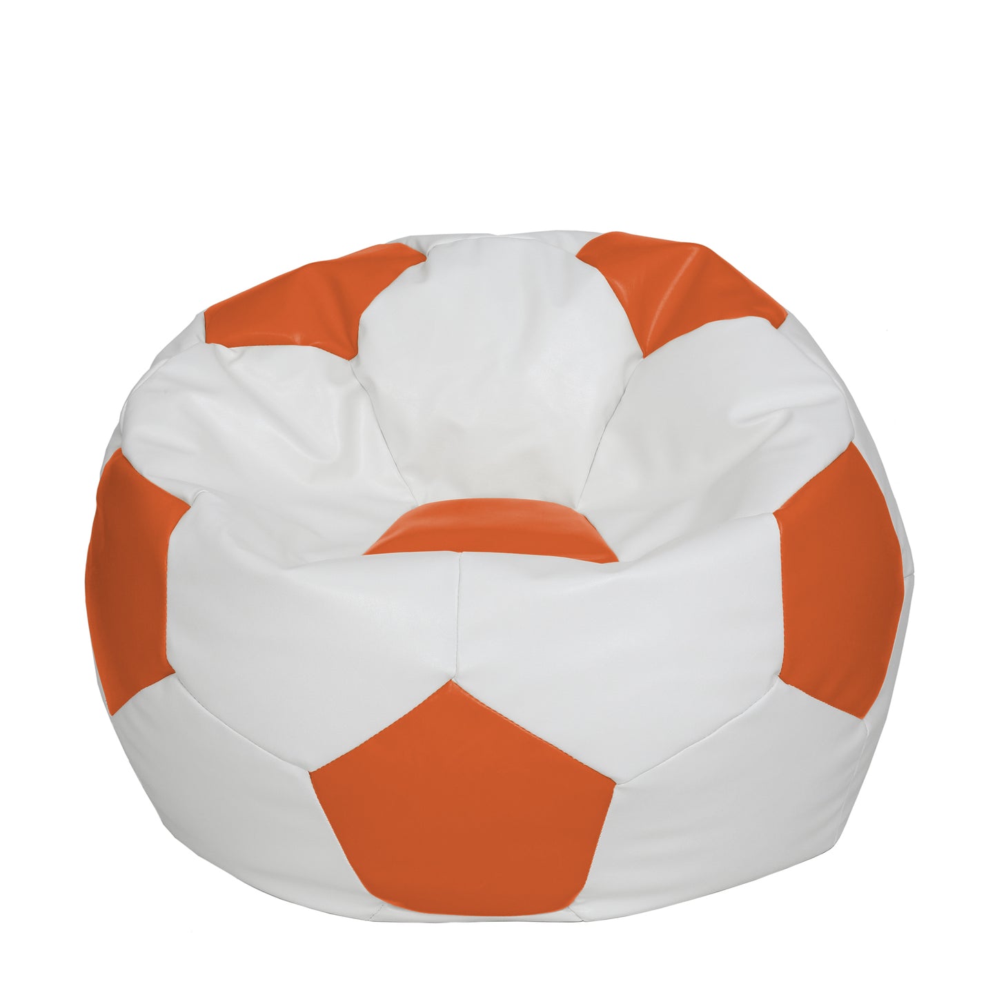 Fotoliu puf Extra Ball - imitatie piele - alb/portocaliu