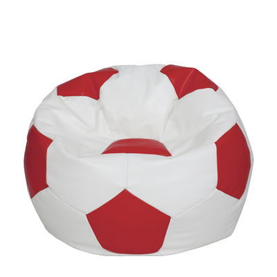 Fotoliu puf Extra Ball - imitatie piele - alb/rosu