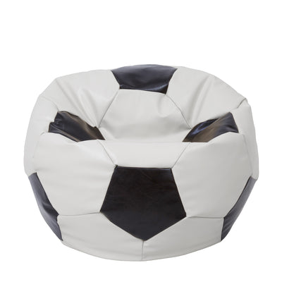 Fotoliu puf Extra Ball - imitatie piele - alb/wenge