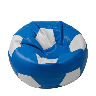 Fotoliu puf Extra Ball - imitatie piele - albastru/alb