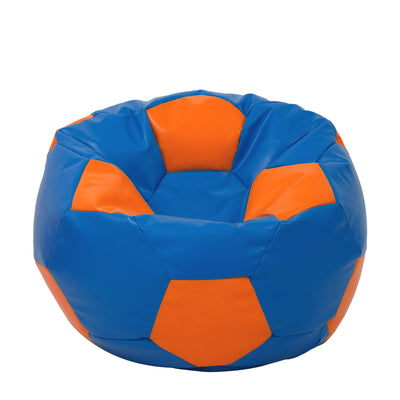 Fotoliu puf Extra Ball - imitatie piele - albastru/portocaliu