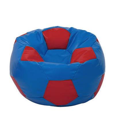 Fotoliu puf Extra Ball - imitatie piele - albastru/rosu