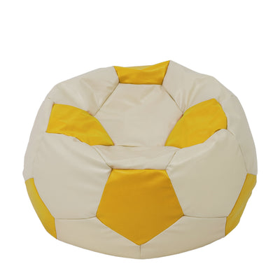 Fotoliu puf Extra Ball - imitatie piele - crem/galben