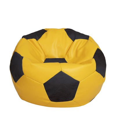Fotoliu puf Extra Ball - imitatie piele - galben/wenge