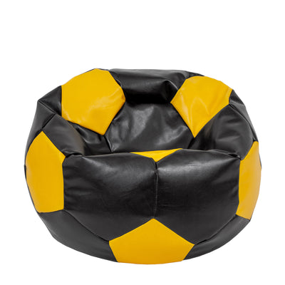 Fotoliu puf Extra Ball - imitatie piele - negru/galben