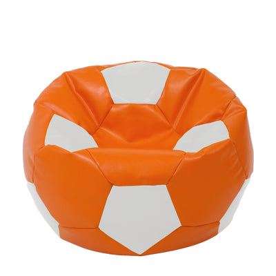 Fotoliu puf Extra Ball - imitatie piele - portocaliu/alb