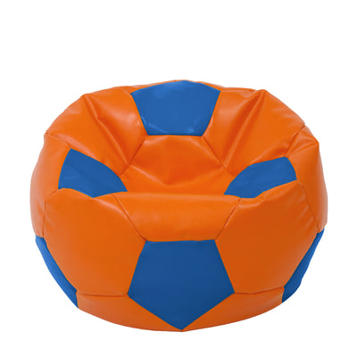 Fotoliu puf Extra Ball - imitatie piele - portocaliu/albastru