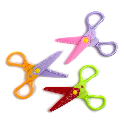 Foarfeca hartie 13 cm, safety, lame plastic, taiere cu model EVOffice