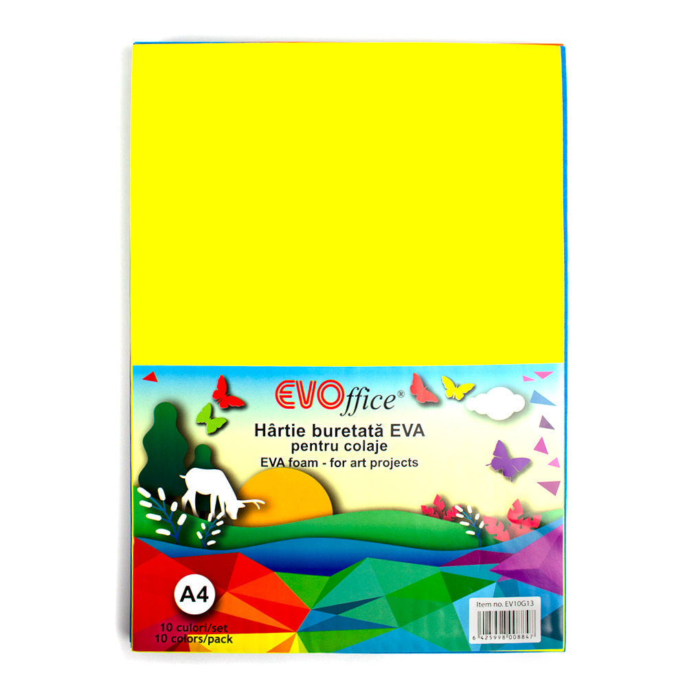 Hartie buretata, 10 culori/set EVOffice