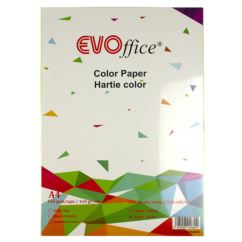 Carton verde pastel A4, 160 g/mp, 250 coli/top Evoffice