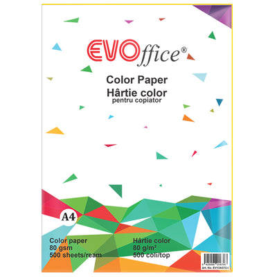 Hartie galben pastel A4, 80 g/mp,500 coli/top Evoffice
