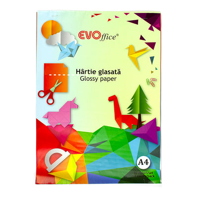 Hartie glasata A4 10 culori/set EVOffice