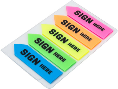 INDEX ADEZIV PLASTIC SIGN HERE 12*44MM 5 CULORI 20 FILE DELI