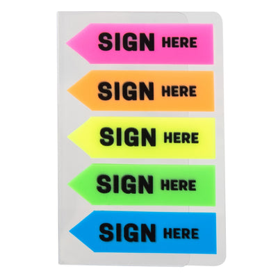 INDEX ADEZIV PLASTIC SIGN HERE 12*44MM 5 CULORI 20 FILE DELI