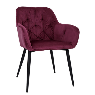 Scaun Luna - cadru negru - catifea bordo