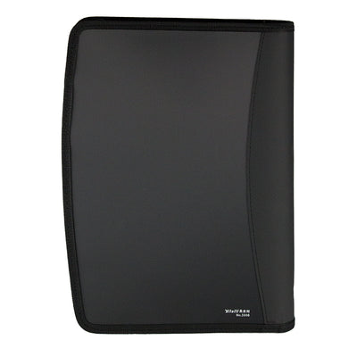 Mapa plastic neagra A4 cu fermoar si multiple compartimente EVOffice
