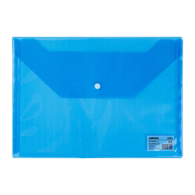 MAPA PLASTIC CU BUTON A4 ALBASTRA DELI