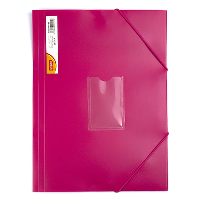 Mapa plastic rigid A4 (318*237mm) cu elastic si buzunar carte vizita - roz
