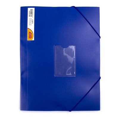 Mapa plastic rigid A4 (318*237mm) cu elastic si buzunar carte vizita EVOffice -albastru
