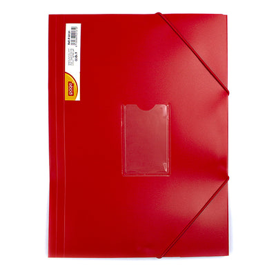 Mapa plastic rigid A4 (318*237mm) cu elastic si buzunar carte vizita EVOffice -rosu