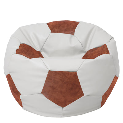 Fotoliu puf Mega Ball - imitatie piele - alb/cognac
