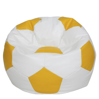 Fotoliu puf Mega Ball - imitatie piele - alb/galben