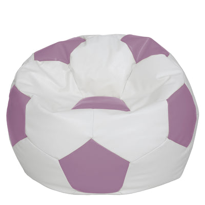 Fotoliu puf Mega Ball - imitatie piele - alb/mov