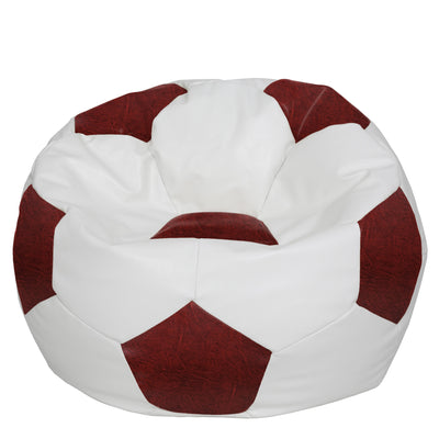Fotoliu puf Mega Ball - imitatie piele - alb/bordo