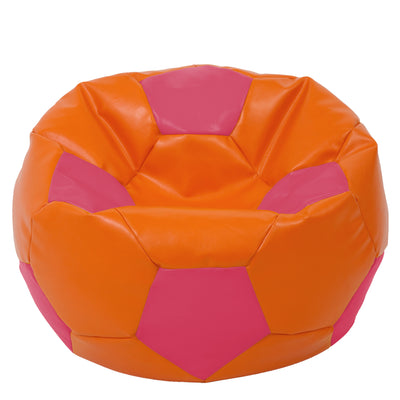 Fotoliu puf Mega Ball - imitatie piele - portocaliu/roz