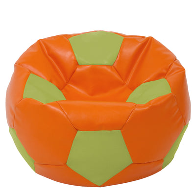 Fotoliu puf Mega Ball - imitatie piele - portocaliu/verde