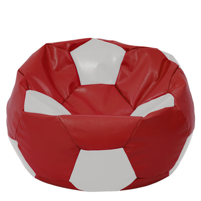 Fotoliu puf Mega Ball - imitatie piele - rosu/alb