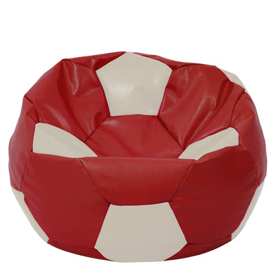 Fotoliu puf Mega Ball - imitatie piele - rosu/crem