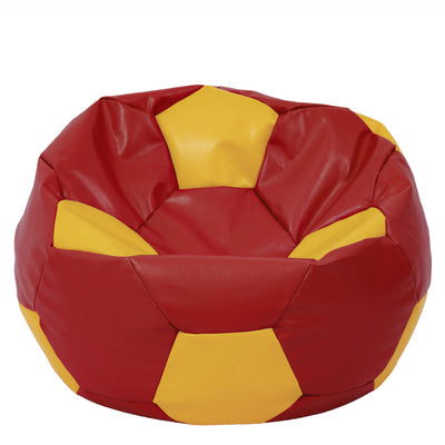 Fotoliu puf Mega Ball - imitatie piele - rosu/galben