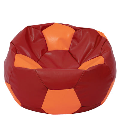 Fotoliu puf Mega Ball - imitatie piele - rosu/portocaliu
