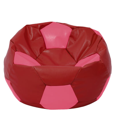 Fotoliu puf Mega Ball - imitatie piele - rosu/roz