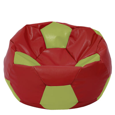 Fotoliu puf Mega Ball - imitatie piele - rosu/verde