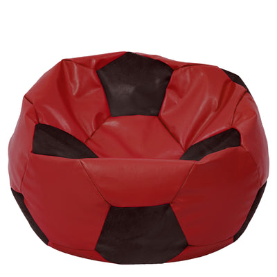 Fotoliu puf Mega Ball - imitatie piele - rosu/wenge