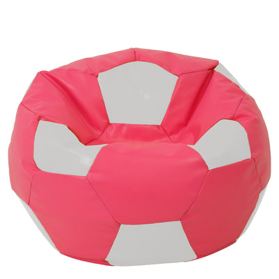 Fotoliu puf Mega Ball - imitatie piele - roz/alb