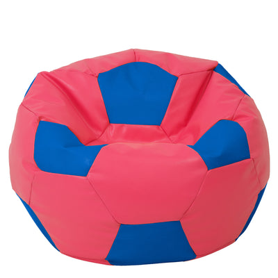 Fotoliu puf Mega Ball - imitatie piele - roz/albastru