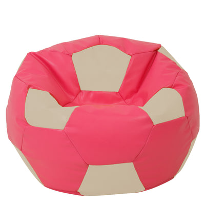 Fotoliu puf Mega Ball - imitatie piele - roz/crem